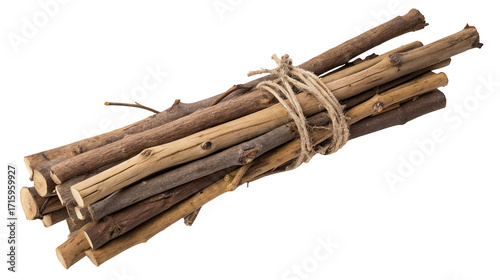 Natural wooden sticks tied with twine for crafts diy decoration campfire kindling outdoor projects