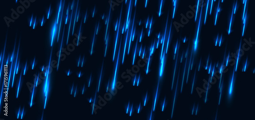 Hi speed blue lighting effect shining diagonal on drak background.