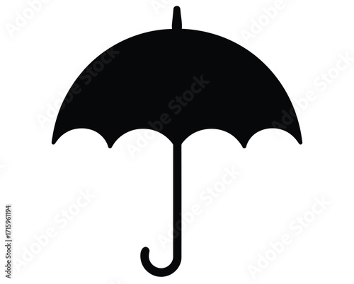 A Minimalistic Illustration of a Black Umbrella Protection from the Elements