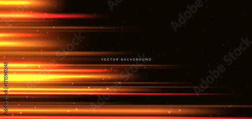 Speed orange and yellow horizontal beam lines on dark background.