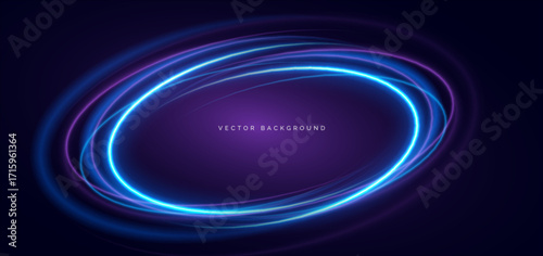 Glowing blue and purple ring overlapping on dark background.