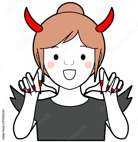 ハロウィンで仮装する女性