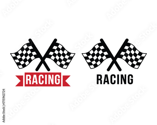 Racing Flags Icon Set Classic Checkered Graphics for Speed and Competition