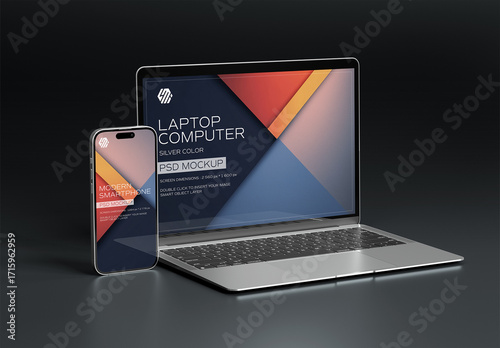 Mobile Phone and Laptop Mockup on Black