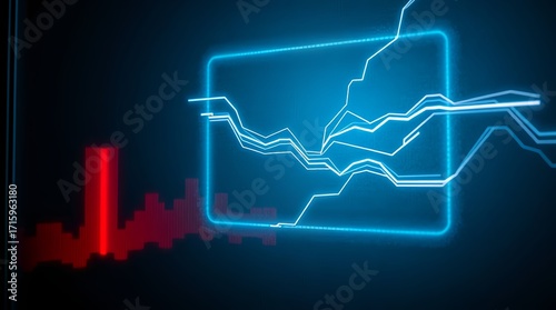 Dynamic stock market analysis with glowing lines and charts visualizing trends, growth, and finance data