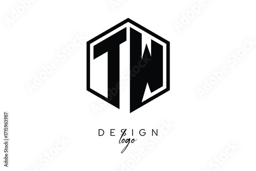 TW Polygon Monogram Logo – Modern Hexagon Shield Emblem for Creative Branding & Identity Design