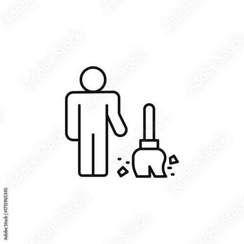 man sweeping icon sign vector