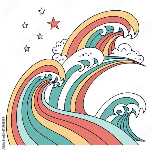 Colorful Wave Shapes Vector (SVG) with Transparent Background