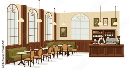 A Delightful Coffee Shop Interior Design with Classic Charm and Warm Ambiance