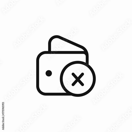 wallet cancel cross icon sign vector