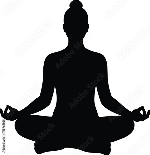 Serene Silhouette of a Person Meditating in Lotus Pose