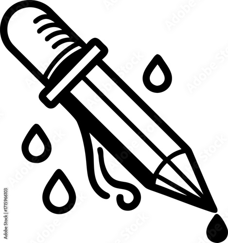Pen crying ink tears line art vector icon