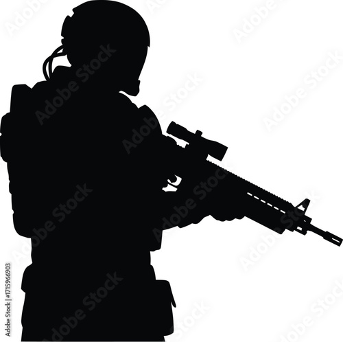 Silhouette of a soldier holding a rifle
