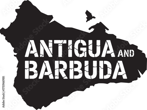 Antigua and Barbuda Country Map Silhouette on Transparent Background for Design and Educational Use