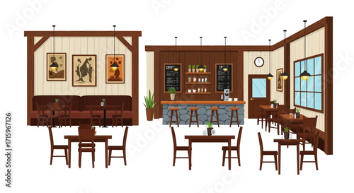 Charming interior view showcasing a coffee shop ambiance and design