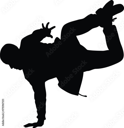 Breakdancing Silhouette of a Dancer Performing a Move