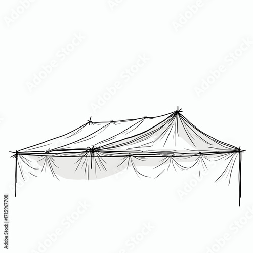 Tent structure with draped fabric in minimalist style  