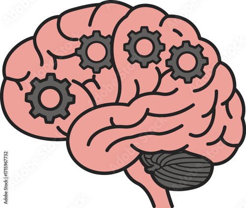 Brain With Gears Representing Mind Mechanics