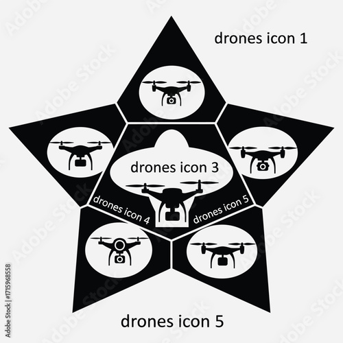 Star Shaped Drone Icons A Versatile Collection for Tech and Design Projects