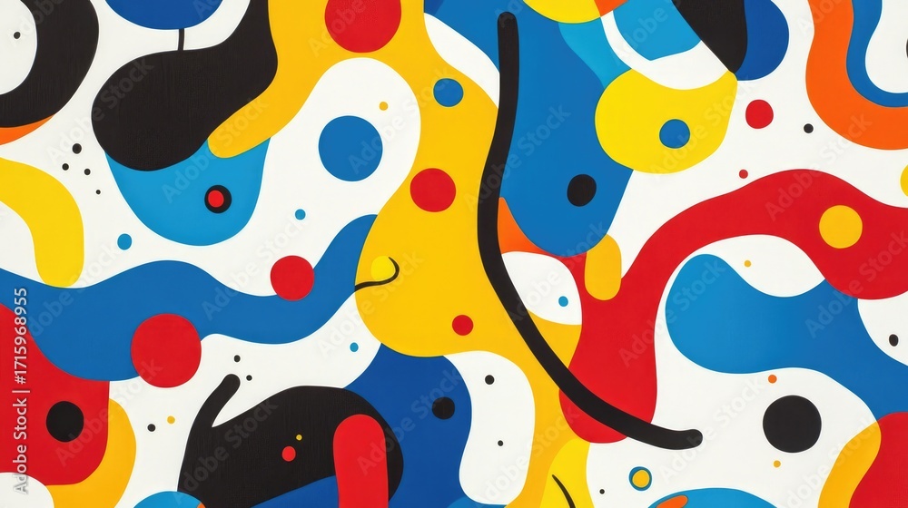 Fototapeta premium Colorful Abstract Design with Curved Shapes and Vibrant Patterns
