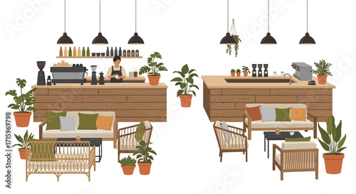 Cozy Interior Design of a Relaxing Coffee Shop with Modern Decor Elements