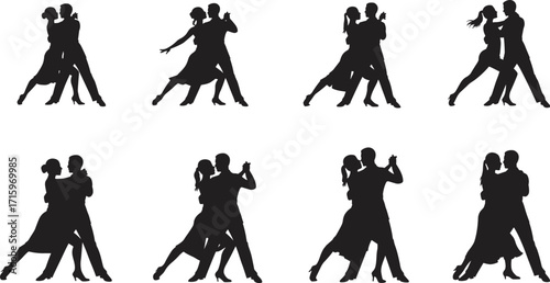 Silhouette couple dancing tango, ballroom performance, romantic dance, passion movement, elegant style, cultural tradition, artistic expression, partner choreography, stage entertainment, 