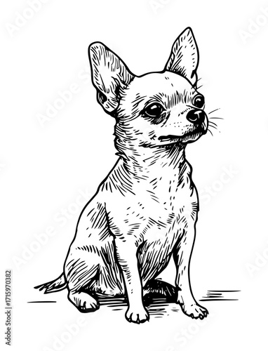 chihuahua puppy sitting hand drawn illustration