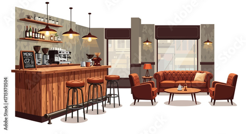Elegant coffee shop interior with a vintage touch and inviting atmosphere