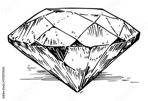 large diamond gemstone hand drawn illustration