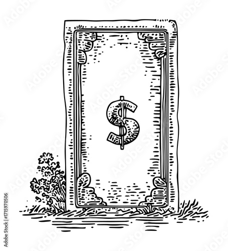 dollar bill vintage style illustration