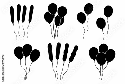 set of black balloons vector