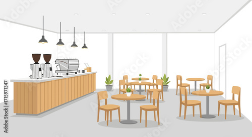 Inviting coffee shop interior design featuring sleek modern furnishings