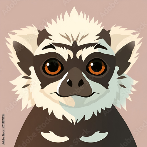 A flat style icon depicting snappy lemur
