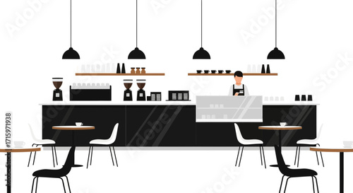 Modern and minimalist coffee shop vector illustration with clean design