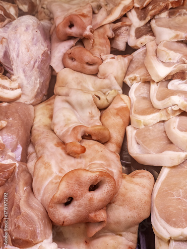Pig in a butcher shop