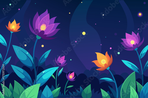Fantasy Enchanted Glowing Flowers Background