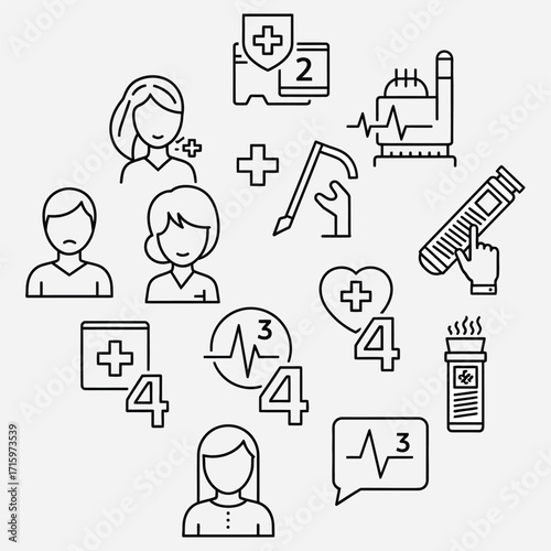 Health and Medical Icons in a Clean, Modern Style, Perfect for Healthcare Design