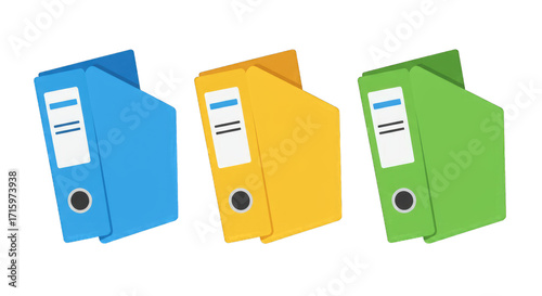Illustration set of binders in flat design style, PNG background.