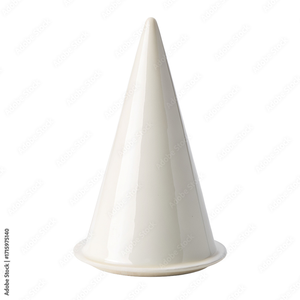 Fototapeta premium White confectionery funnel with smooth surface used in baking and cake decorating on black backdrop