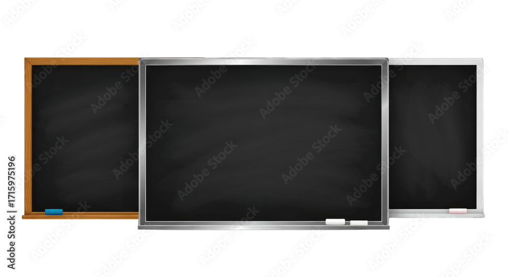 Obraz premium Illustration set of blackboards in flat design style, PNG background.