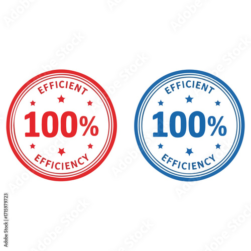 Efficient Performance Badges Representing One Hundred Percent Efficiency.