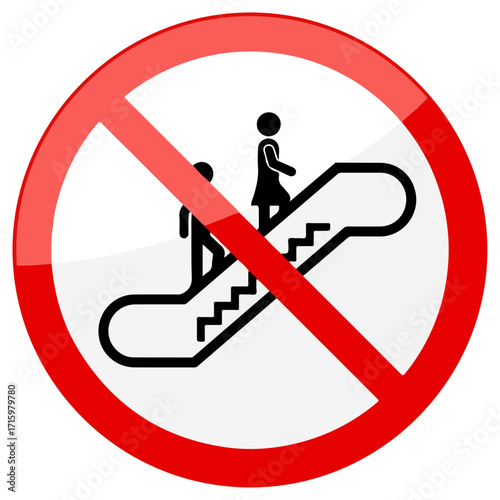 Escalator Prohibition Sign - No People Allowed on Escalator.