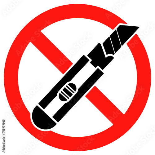 No Knife Sign - Safety and Prohibition Symbol.