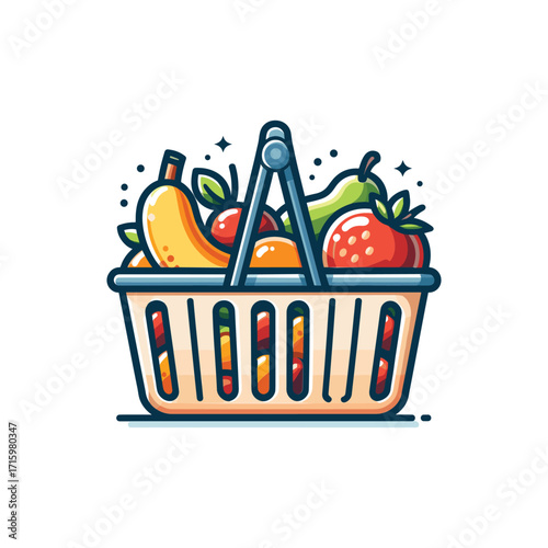 Colorful fruit basket with apples, bananas, and pears