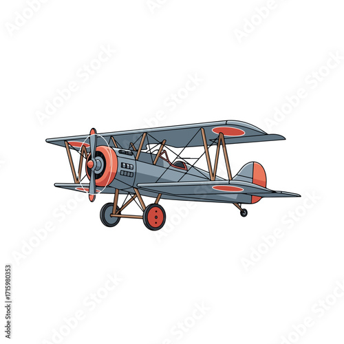 Vintage biplane soaring through the clear blue sky, ready for flight.