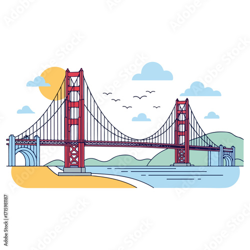 Golden Gate Bridge Illustration - A San Francisco Icon.