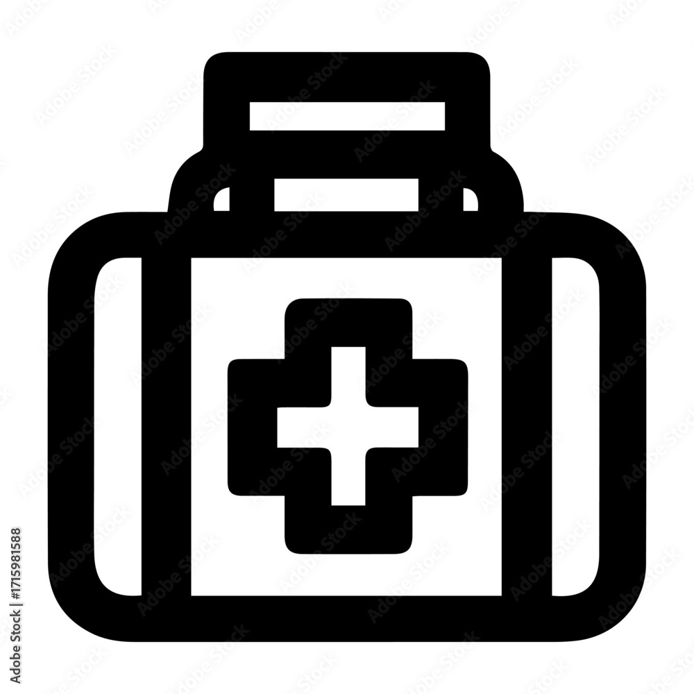 Obraz premium A black and white medical bag with a cross on it. The bag is designed to be used by medical professionals