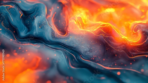 3D Rendering of Swirling Multi-Colored Liquid Paints