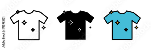 Clean t-shirt icon clothing cleaner symbol. Classic flat style stroke, filled and colored concept for web design.