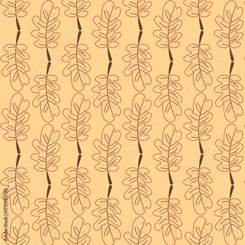 Print autumn_leaves_line_art_pattern_background